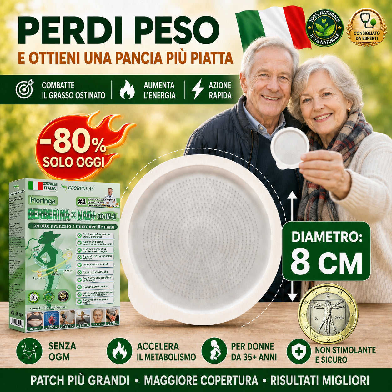 Negozio Ufficiale | 💃🍀 GLORENDA® Moringa · Berberine × NAD+ 10-in-1 Cerotto Avanzato Nano Microneedle ✅ Per obesità, pelle rilassata, diabete, apnea notturna, problemi articolari e molto altro